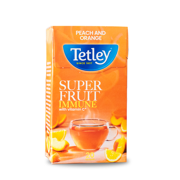 TETLEY SUPER FRUIT IMMUNE PEACH AND ORANGE