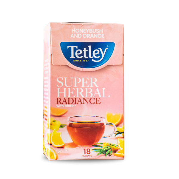 TETLEY SUPER HERBAL RADIANCE WITH BIOTIN HONEYBUSH AND ORANGE